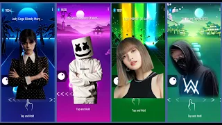 Wednesday Adams vs  Marshmello vs Lisa vs Alan Walker | Tiles Hop EDM Rush #tileshop