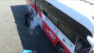 Bus steam washing