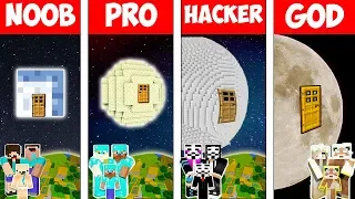 Minecraft - NOOB vs PRO vs HACKER vs GOD : FAMILY MOON BASE in Minecraft - Animation