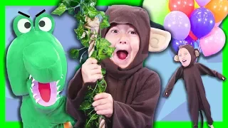 5 Little Monkeys Swinging in a Tree | Mr. Crocodile Song (You Can't Catch Me)