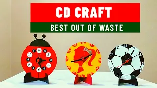 3 Easy Old CD Craft Ideas/DIY CD Clock/Best Reuse Idea out of Waste CD