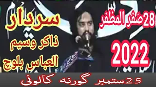 28,Safar/2022/zakir waseem abbas baloch new majlis || roshan rasta...