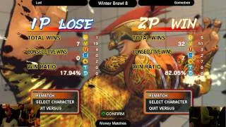 SSF4AE @ Winter Brawl 8 Salty Suite - Lud (Chun-Li) vs AVM Gamerbee (Adon)