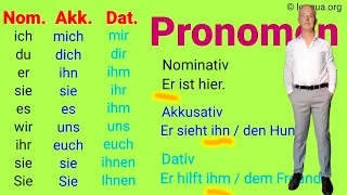 Pronomen, A1, A2, B1 - Deutsch lernen, Grammatik Test, Deutsche Grammatik, mich, mir, dich, dir, uns