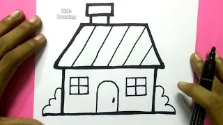 How to draw a kids house | children house drawing tutorial