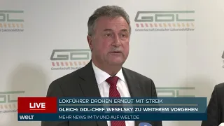 Weselsky verteidigt Bahnstreik Kritik   Gewerkschaft GDL Störung  Bahnverkehr Empörung Reisende