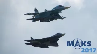 Russian Sukhoi PAK FA T-50 with Su 34 and Su 35C Su 57 Su 34 Su 35 PAK FA T 50