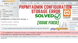 Fix Error : phpmyadmin configuration storage has been deactivated | pmadb... not ok [Solved]XAMPP