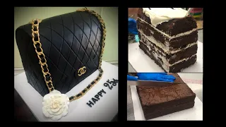 Como Hacer un Pastel de Bolsa Chanel. How to make a Chanel  bag cake. Black Chanel Quilted.