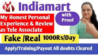 Indiamart Job Experience as a freelancer |Reality of 1000Rs day payout|Indiamart Teleassociate work