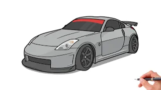 How to draw a NISSAN 350Z / drawing nissan 350 fairlady z 2002 stance car