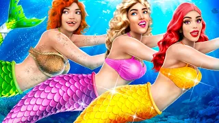 Poor VS Rich VS Giga Rich Mermaid Triplets ! How to Become a Mermaid!