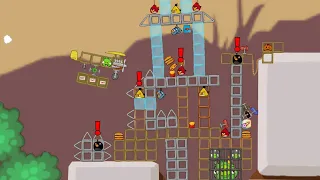 Piggies attacking the castle of the Birds in Bad Piggies