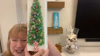 3 BEAUTIFUL GLASS ART CHRISTMAS TREE TUTORIAL. GLASS AND EPOXY RESIN ART ON CANVAS!