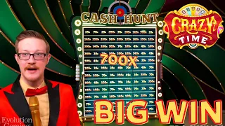 Crazy Time 7x Multiplier 700x Cash Hunt BIG WIN!!! 😱🤑