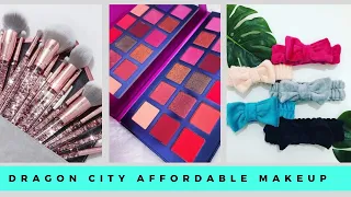 DRAGON CITY CHEAP MAKEUP REVIEW | Nail accessories |Eye shadow palettes |Makeup brushes etc 💅💄👛👝