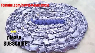 how to make simple Rag Rugs/Doormat/Carpet/Tablemat ! old clothes recycling ideas | crochet knot rug