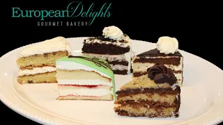 European Delights Cake Slices: German Chocolate, Italian Cream, Oreo, Peanut Butter & Princess