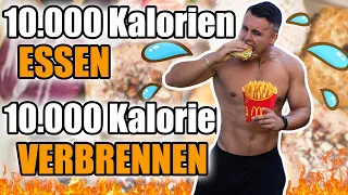 10.000 Kalorien VERBRENNEN UND ESSEN in 24 Stunden Challenge 🍔🔥🍟