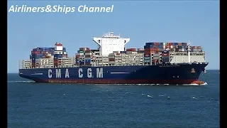 Shipspotting Port of Rotterdam Netherlands; CMA CGM Vasco de Gama Containership HD