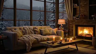 Cozy Room Ambience ASMR with Warm Jazz, Gentle Wind, and Fireside Sounds for a Night of Sleep 🔥