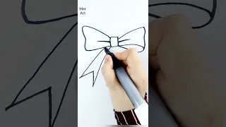 How to Draw a Cartoon Ribbon Bow // Easy drawing. #Art. #Creative. #Shorts
