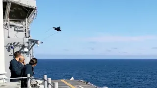 USMC F-35 Flyby Over USS Tripoli