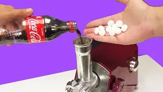 EXPERIMENT: MEAT GRINDER VS MENTOS AND COLA !