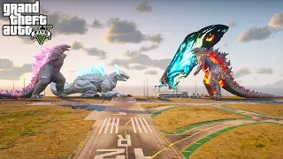 Godzilla x TItanus Shimo vs Nuclear Godzilla, Legendary Mothra - The New Empire ( GTA V Mods )