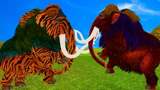 Zombie Tiger Mammoth Vs Woolly Mammoth Fight Rescue Saved By Baby Mammoth Wild Animal Battle New