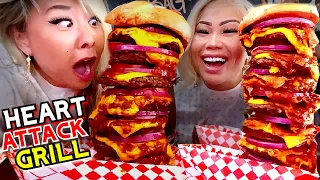 20,000 CALORIES OCTUPLE BYPASS BURGER at Heart Attack Grill in Las Vegas!! ft. ItsLovelyMimi