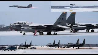 Two U.S. Air Force F-15E Strike Eagles takeoff and landing from Estonia