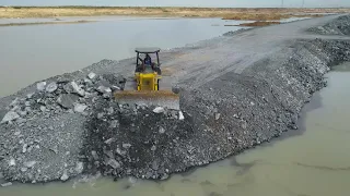 Hight Level Scope Road Construction On Water Operator By Dozer Komatsu & Delivery Dump Truck