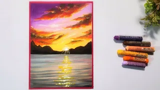 How To Draw Realistic 😱 CLOUDS, WATER (step by step) Tutorial - Oil Pastel Drawing