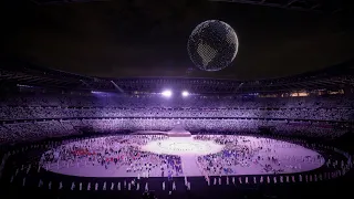 tokyo olympics 2021 opening ceremony drone globe show view