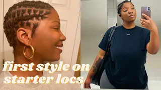 first style on my short starter locs🌱| 2 months loc’d✨