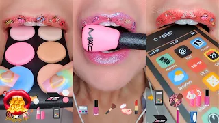 Satisfying ASMR SOFT FONDANT CHOCOLATE MAKEUP EMOJI FOOD CHALLENGE 먹방