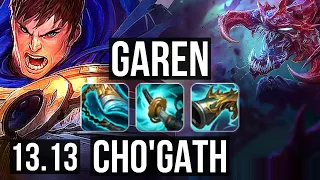 GAREN vs CHO'GATH (TOP) | 8/0/0, 67% winrate, Legendary | NA Master | 13.13