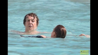 Paul McCartney and daughter Stella McCartney hit the beach in St. Barts.