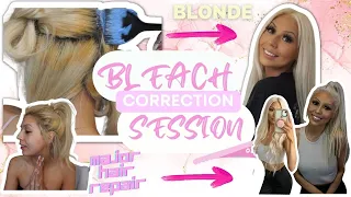 YELLOW TO PLATINUM BLONDE BLEACH CORRECTION