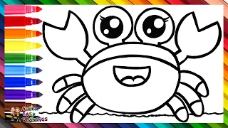 Draw and Color a Cute Crab 🦀🌊🌈 Drawings for Kids