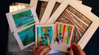 ASMR | New Art Cards Sorting into Plastic Sleeves - Show & Tell - Plus Whispered Chat Ramble!
