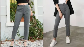 تفصيل وخياطة بنطلون (سروال) كلاسيك نسائي بدون باترون ( مع جيوب جانبية)  / Sew wide pants