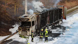 LKW in Vollbrand auf A61 fordert Einsatzkräfte | Grafschaft 29.02.2024