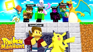 MINECRAFT PIXELMON SPEEDRUNNER Vs. 4 HUNTERS | PIXELMON MANHUNT