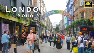 London walk - Soho District lively in Sunday afternoon, Oxford Circus Carnaby to Charing Cross