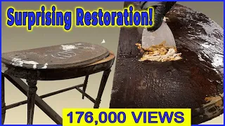 AMAZING RESTORATION OF VINTAGE MAHOGANY SIDE TABLE- You Won't Believe Your Eyes!