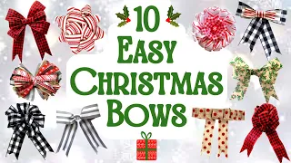 10 EASY Christmas Bows | How to MAKE A BOW Out of Ribbon | EASY GIFT BOWS | BOW Tutorial