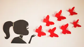 Girl Wall Sticker idea - 3D Room decor -Paper Butterfly Wall Art- Butterfly New year Wall decoration