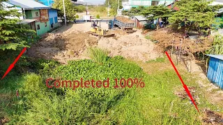 Full Process Completed 100% Connect LandFill With Komatsu D20P Dozer Pushing Dirt & Work Hard Truck